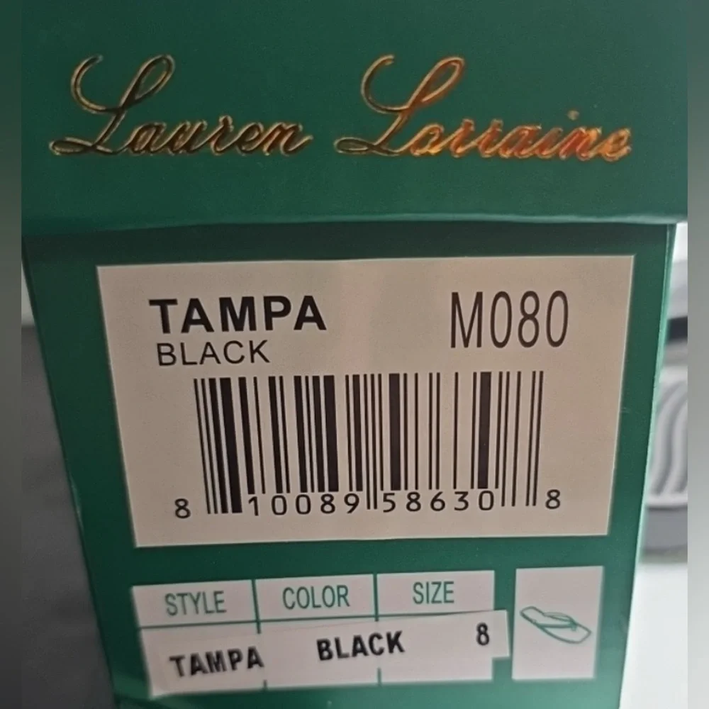 Lauren Lorraine Black Sandals with Rhinestone Trim - Picture 3 of 5